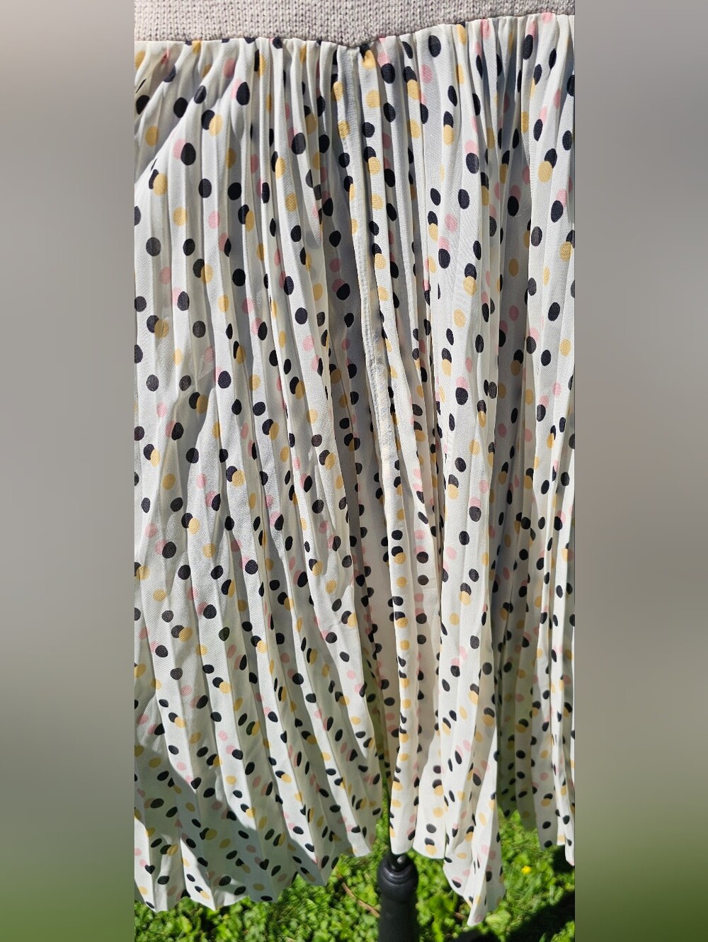 Anthropologie Moth Apres Fete Oatmeal Polka Dot Sweater Sz XL EUC - Picture 6 of 11